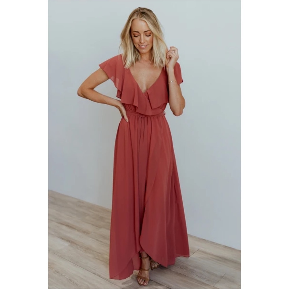 Baltic Born Katya ruffle maxi dress rosewood small